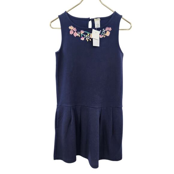 New NWT J. Crew Crew Cuts Navy‎ Embroidered Navy Dress Style G7604 Size 14 - Picture 1 of 7